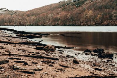 Scenic view of lake against sky