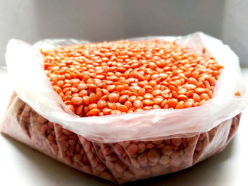 High angle view of bread in container