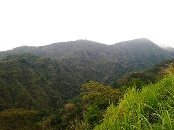 Scenic view of mountains against clear sky