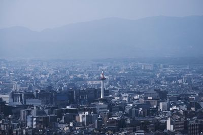 High angle view of buildings in city