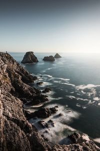 Scenic view of sea against clear sky