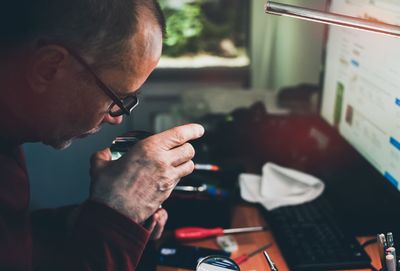 Man working on table