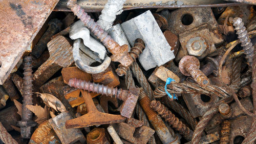 Full frame shot of rusty metallic tools