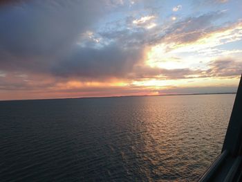 Scenic view of sea against dramatic sky