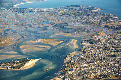 Aerial view of city during winter