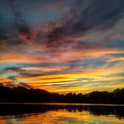 Scenic view of calm lake at sunset