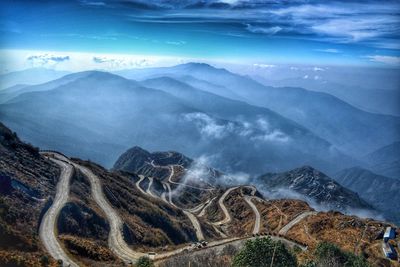 Scenic view of mountains against sky