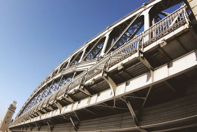 Low angle view of staircase against clear sky