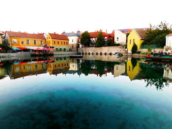 View of a river with city in background