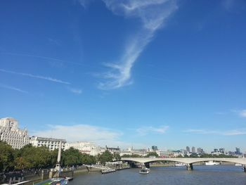 View of built structures against blue sky
