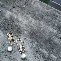 High angle view of drinking glasses on street