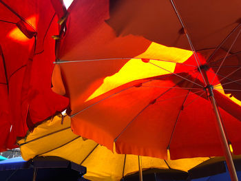 Low angle view of parasols