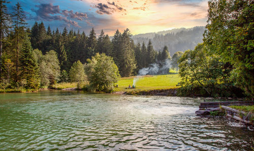 Scenic view of lake against sky