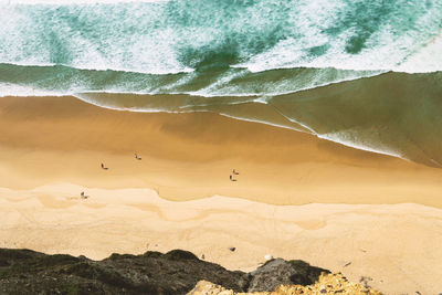 High angle view of sand dunes in desert