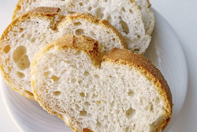 Sliced breads on a white plate