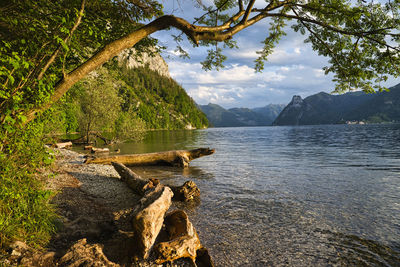 Scenic view of lake against mountains