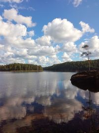 Scenic view of lake against sky