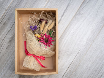 Directly above shot of flower in box