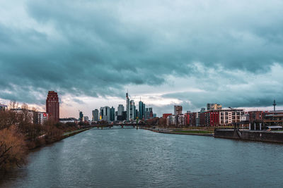 Storm clouds over the frankfurt skyline, germany.