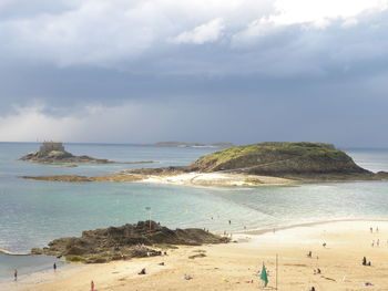 Scenic view of beach against sky