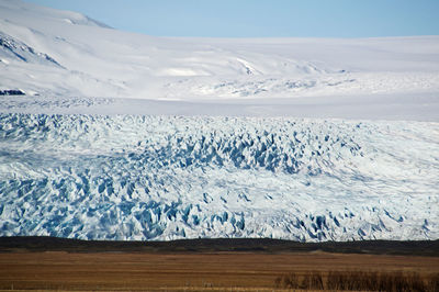 Scenic view of snow covered landscape