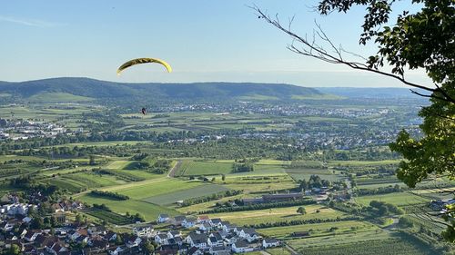 Paragliding over wineyards