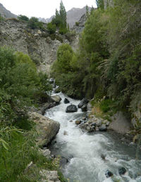 Scenic view of river flowing through rocks