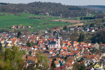 High angle view of townscape