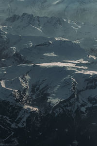 Aerial view of snowcapped mountains