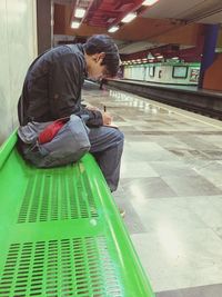 People sitting in corridor