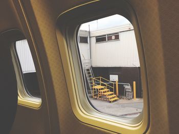 City seen through window