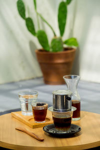 Close-up of tea served on table