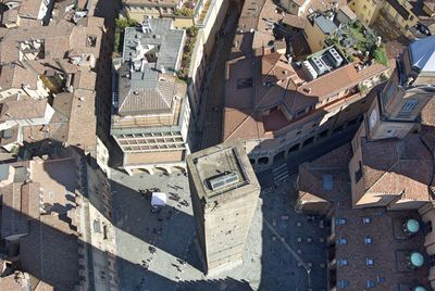 High angle view of buildings in town