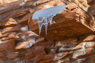 Close-up of rocks on snow