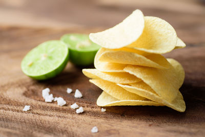 Close-up of fruits on cutting board