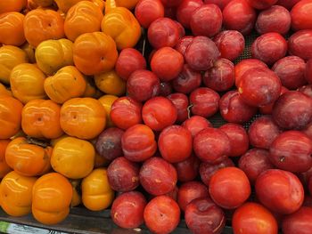 High angle view of oranges at market stall