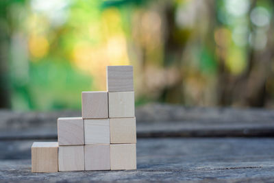 Close-up of wooden blocks