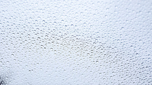 Full frame shot of raindrops on glass window