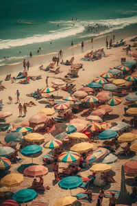 High angle view of people at beach