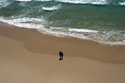 High angle view of people at beach