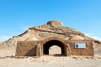 Low angle view of old building against sky