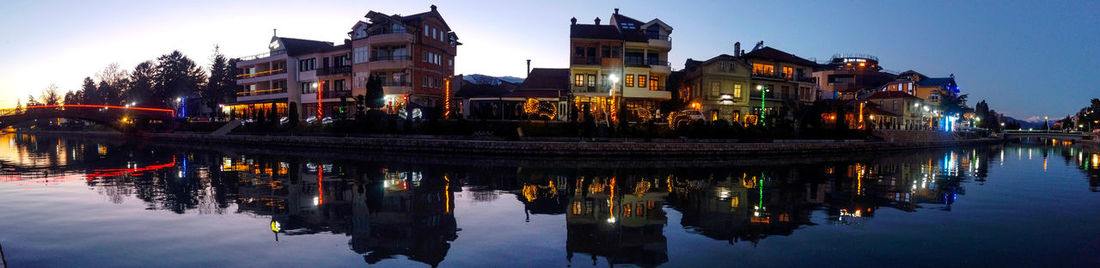 Reflection of buildings in lake