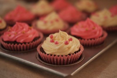 Close-up of cupcakes on table