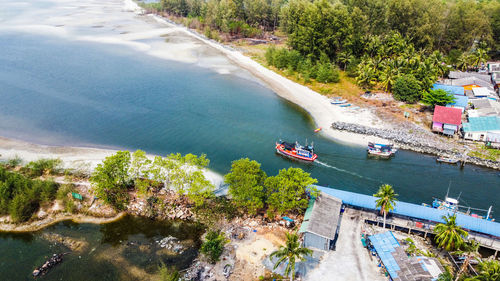 High angle view of beach