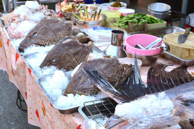 High angle view of food on table