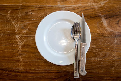 High angle view of breakfast on table