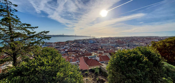 High angle view of townscape against sky