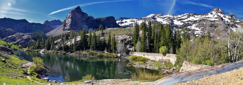 Lake blanche panorama wasatch front rocky mountains twin peaks wilderness big cottonwood canyon utah