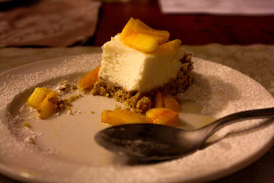 Close-up of bread in plate on table