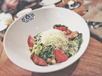 Close-up of food in plate on table